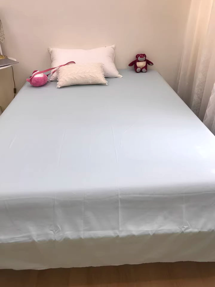 YOH 100% Pure Cotton Flat Sheet Soft and Crisp, Breathable, Hotel Luxury Top Sheet Only, Cooling Sheets, Ultra Premium Sateen Weave Twin Sheets, 1 Piece Flat Sheet (Blue)