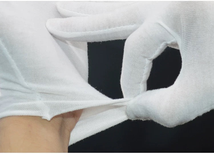 ST. BRIDGE Cotton Gloves 2pair, White Cotton Gloves for Dry Hands Sleeping, Washable Stretch Material for Men and Women Eczema Moisturizing