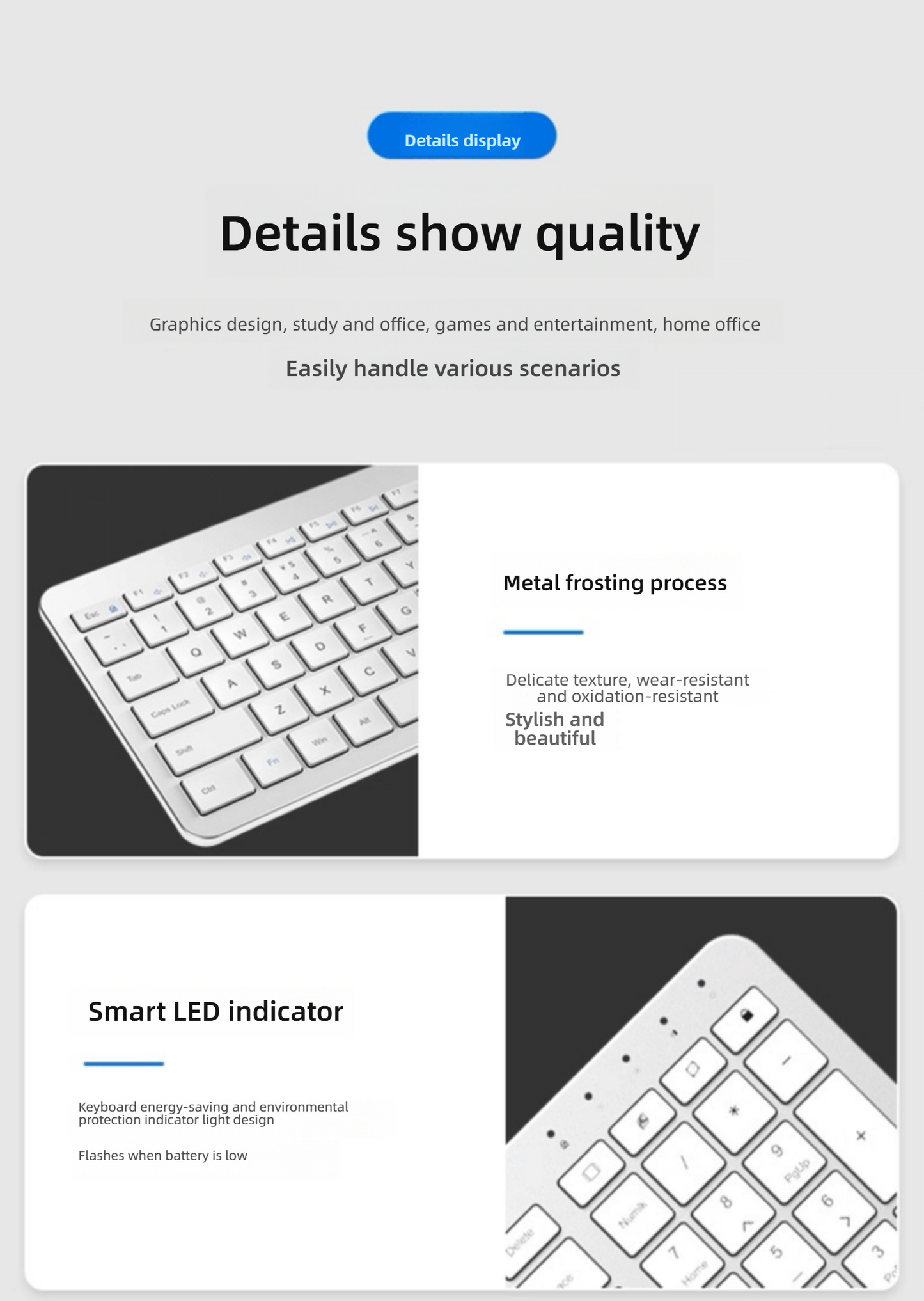 ST. BRIDGE Wireless keyboard for connecting to both laptops and desktop computers, suitable for general office typing with silent function.