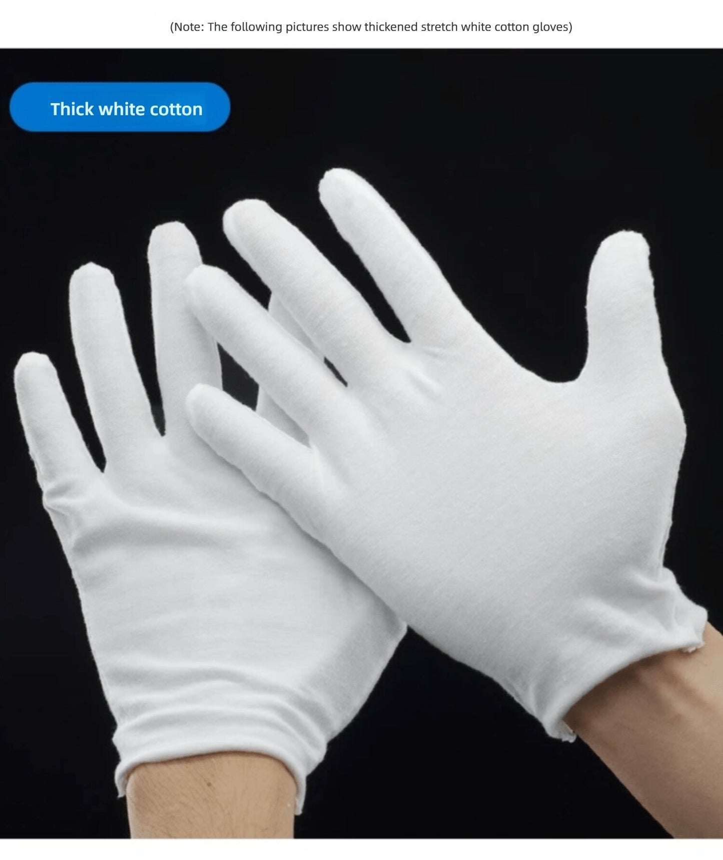 ST. BRIDGE Cotton Gloves 2pair, White Cotton Gloves for Dry Hands Sleeping, Washable Stretch Material for Men and Women Eczema Moisturizing