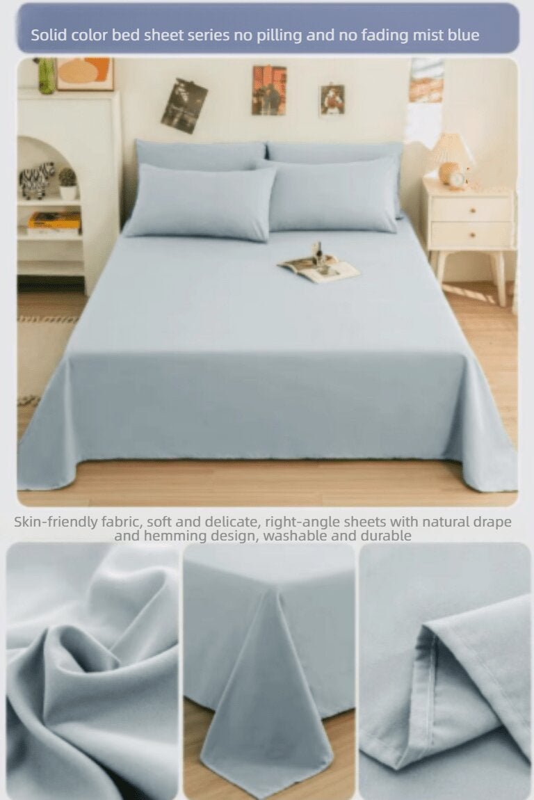 YOH 100% Pure Cotton Flat Sheet Soft and Crisp, Breathable, Hotel Luxury Top Sheet Only, Cooling Sheets, Ultra Premium Sateen Weave Twin Sheets, 1 Piece Flat Sheet (Blue)