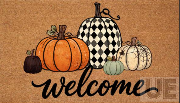 Diamond shaped pumpkin welcome