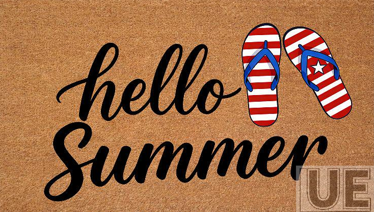 Striped slippers hello summer