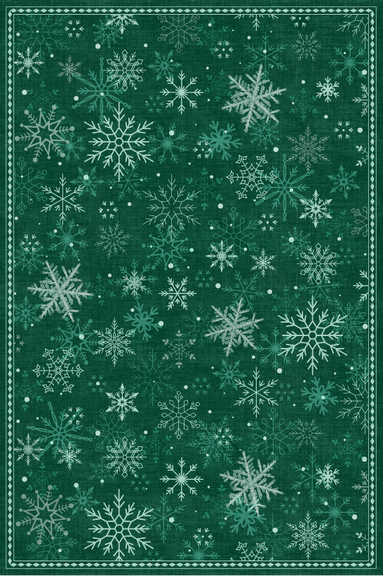 Winter Night Snowflake Green
