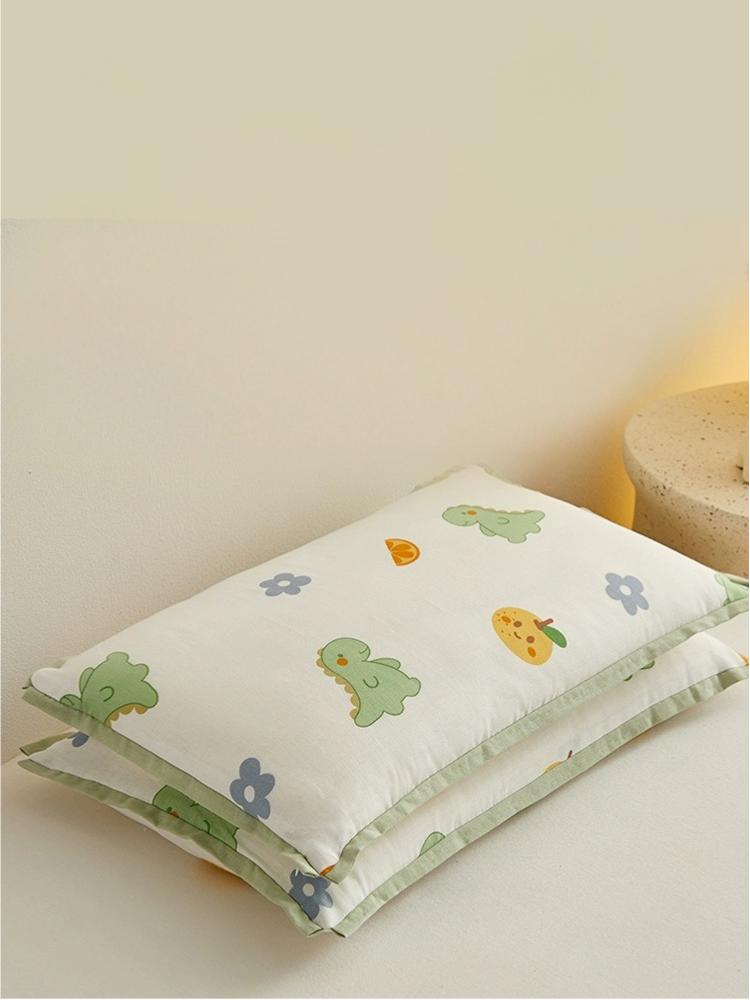 DETUM Kids Pillowcase 12×20 Inch, Cartoon Dinosaur Fruit Print Toddler Pillow Cover, Soft Breathable Zipper‑Closure Pillow Protector for Boys Girls
