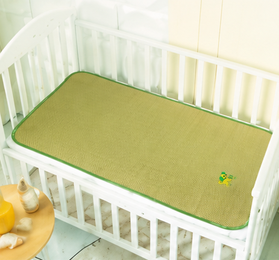 Rostyle Natural Straw Baby Crib Cooling Mat, Breathable & Skin-Friendly Summer Sleeping Pad for Toddler Bed, Eco-Friendly Cool Grass Mat with Cute Embroidery for Baby Crib/Stroller