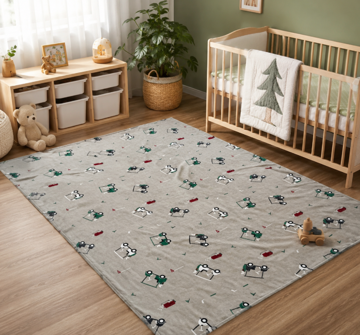 Toneed Soft Baby Blanket, Cute Cartoon Little Truck Print Toddler Throw Blanket, Cozy Lightweight Kids Play Blanket for Boys, Nursery Crib Stroller Blanket for All Seasons