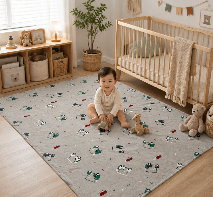 Terrug Soft Baby Blanket, Cute Cartoon Little Truck Print Toddler Throw Blanket, Cozy Lightweight Kids Play Blanket for Boys, Nursery Crib Stroller Blanket for All Seasons