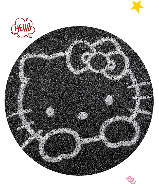 Goideal  Single Car Floor Mat, Cute Cartoon Cat Outline Wire Loop Auto Foot Mat, Universal Fit Non-Slip Car Interior Rug, Dirt & Water Trapping Car Floor Liner for Car Truck SUV