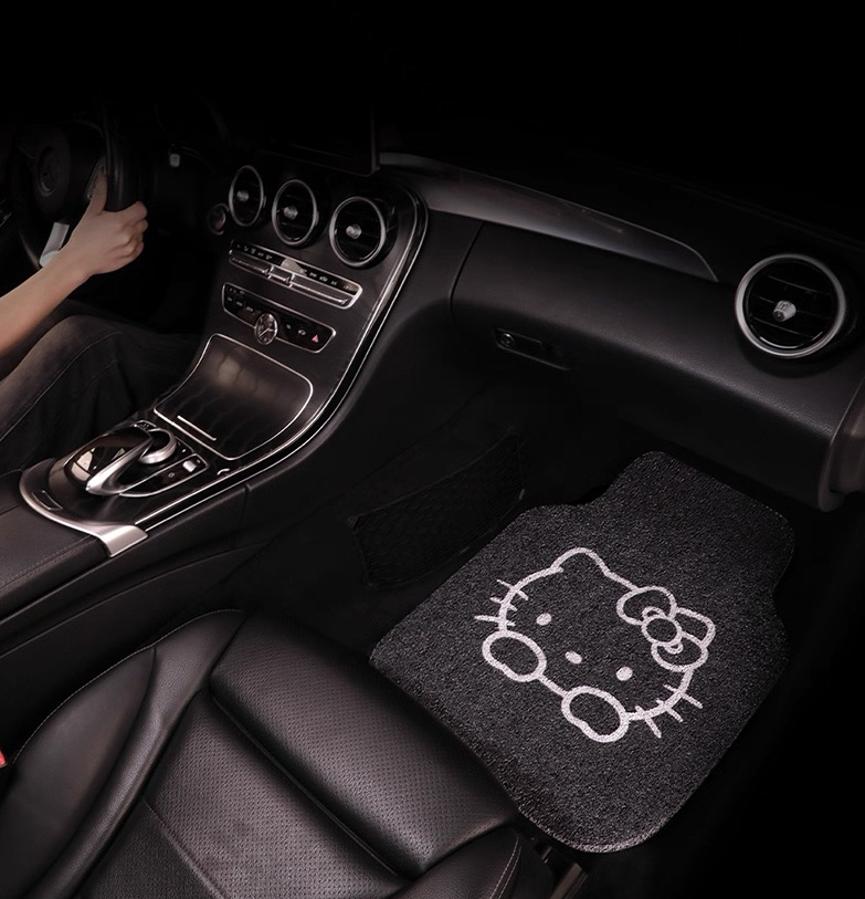 Goideal  Single Car Floor Mat, Cute Cartoon Cat Outline Wire Loop Auto Foot Mat, Universal Fit Non-Slip Car Interior Rug, Dirt & Water Trapping Car Floor Liner for Car Truck SUV