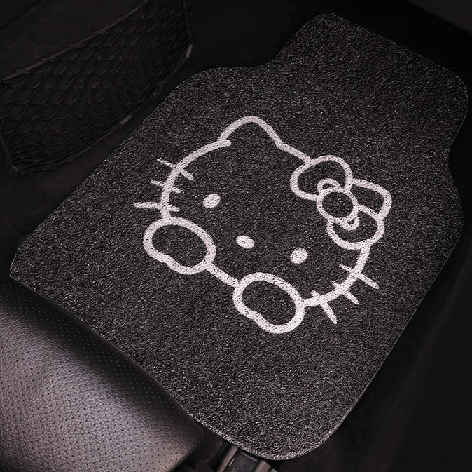 Goideal  Single Car Floor Mat, Cute Cartoon Cat Outline Wire Loop Auto Foot Mat, Universal Fit Non-Slip Car Interior Rug, Dirt & Water Trapping Car Floor Liner for Car Truck SUV