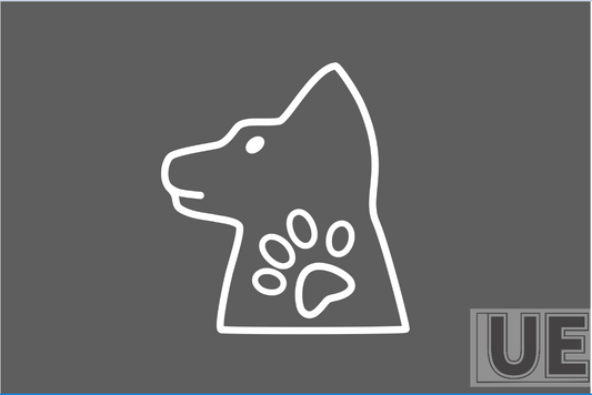 The dog's head and PAWS