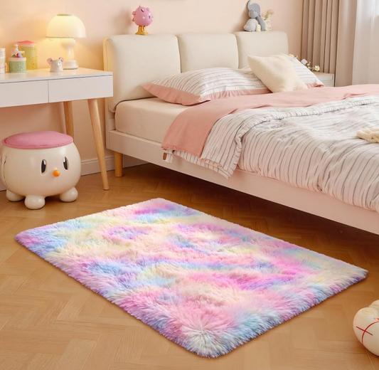 Wondo Washable, Non-Slip Area Rug, Soft Rainbow Area Rug for Girl's Room, Children's Play mat, Baby Girl Bedroom Nursery Home Bedroom, 2ft x 3ft Tie-Dyed Rainbow