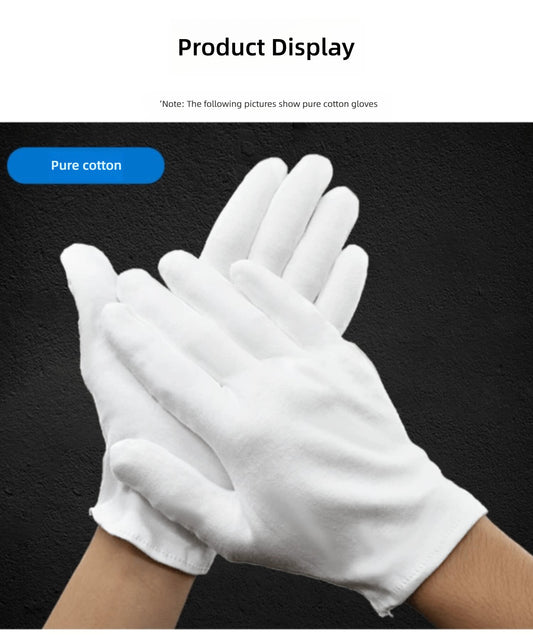 ST. BRIDGE  Cotton Gloves 2pair,  White Cotton Gloves for Dry Hands Sleeping, Washable Stretch Material for Men and Women Eczema Moisturizing