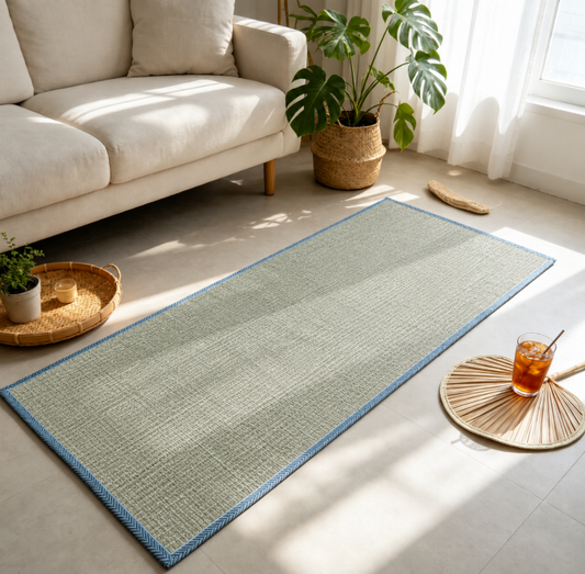 Beglad Natural Straw Floor Mat, Breathable Woven Tatami Rug with Fabric Edge, Lightweight Summer Cooling Mat for Living Room, Bedroom, Balcony & Meditation Space