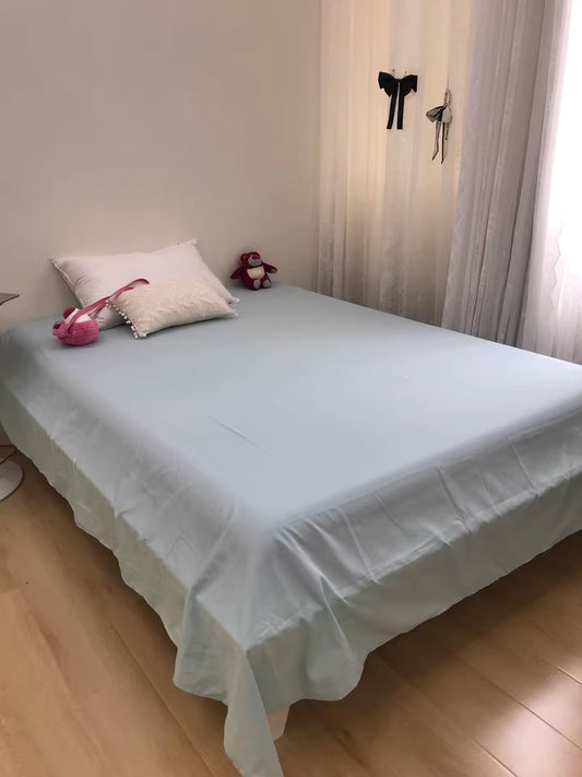 YOH 100% Pure Cotton Flat Sheet Soft and Crisp, Breathable, Hotel Luxury Top Sheet Only, Cooling Sheets, Ultra Premium Sateen Weave Twin Sheets, 1 Piece Flat Sheet (Blue)
