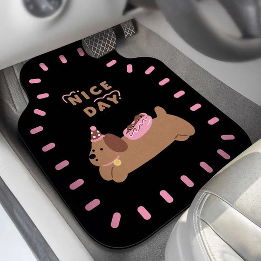 YOH  Car Floor Mat Universal Girl Cartoon Cute Dog Car Floor Mat Rear Car Carpet Floor Mat Can be Trimmed