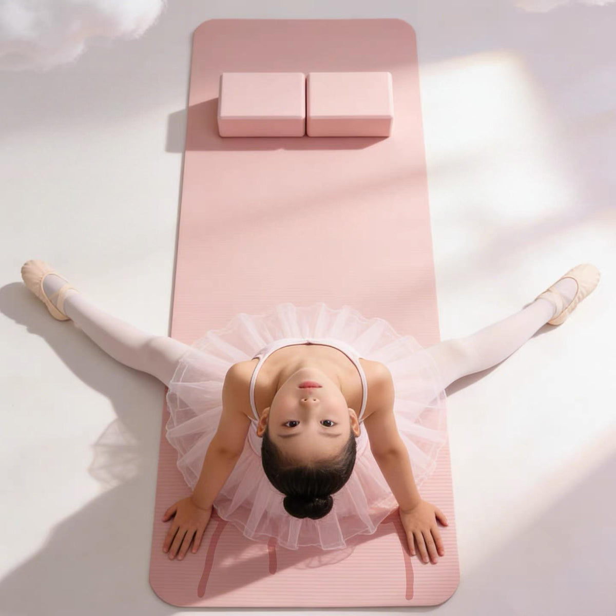 Quenlife  Cute Pink Rabbit Printed TPE Yoga Mat 90×60cm, 6mm Thick Double Sided Non Slip Exercise Mat, Eco Friendly Dance Mat for Kids, Girls, Home Workout, Ballet & Stretching