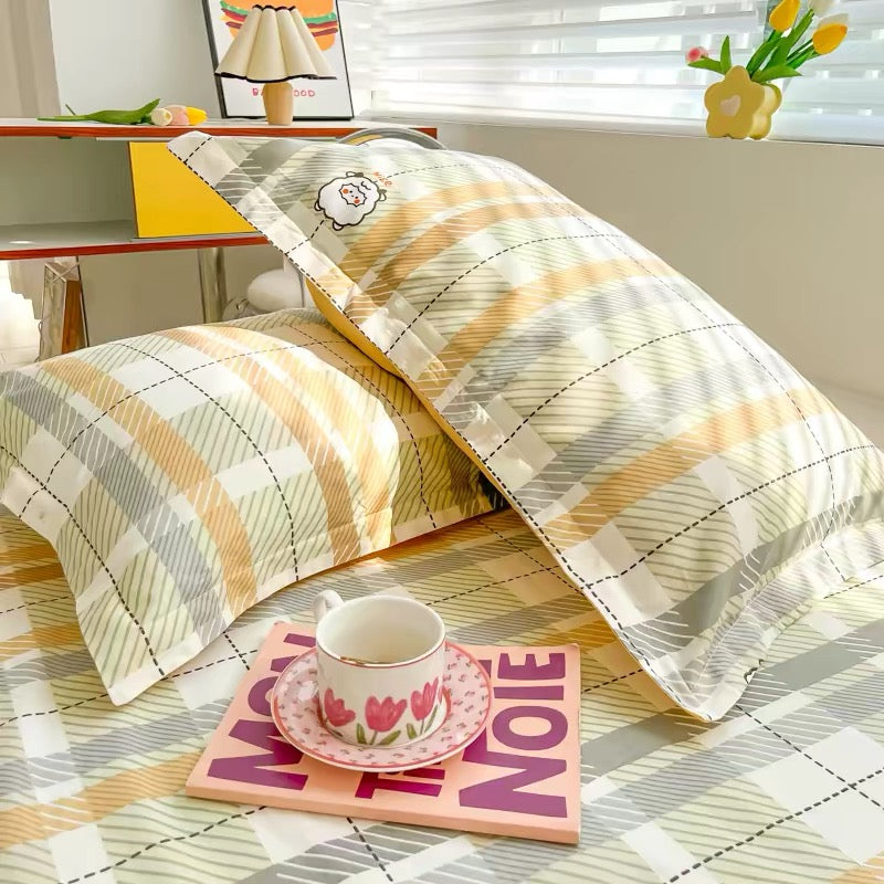 Terrug  Cute Plaid Cartoon Sheep Pillowcase Set, Soft Breathable Pillow Covers, Decorative Pillow Cases for Bedroom Dorm, 20x30 Inches 2 Pack
