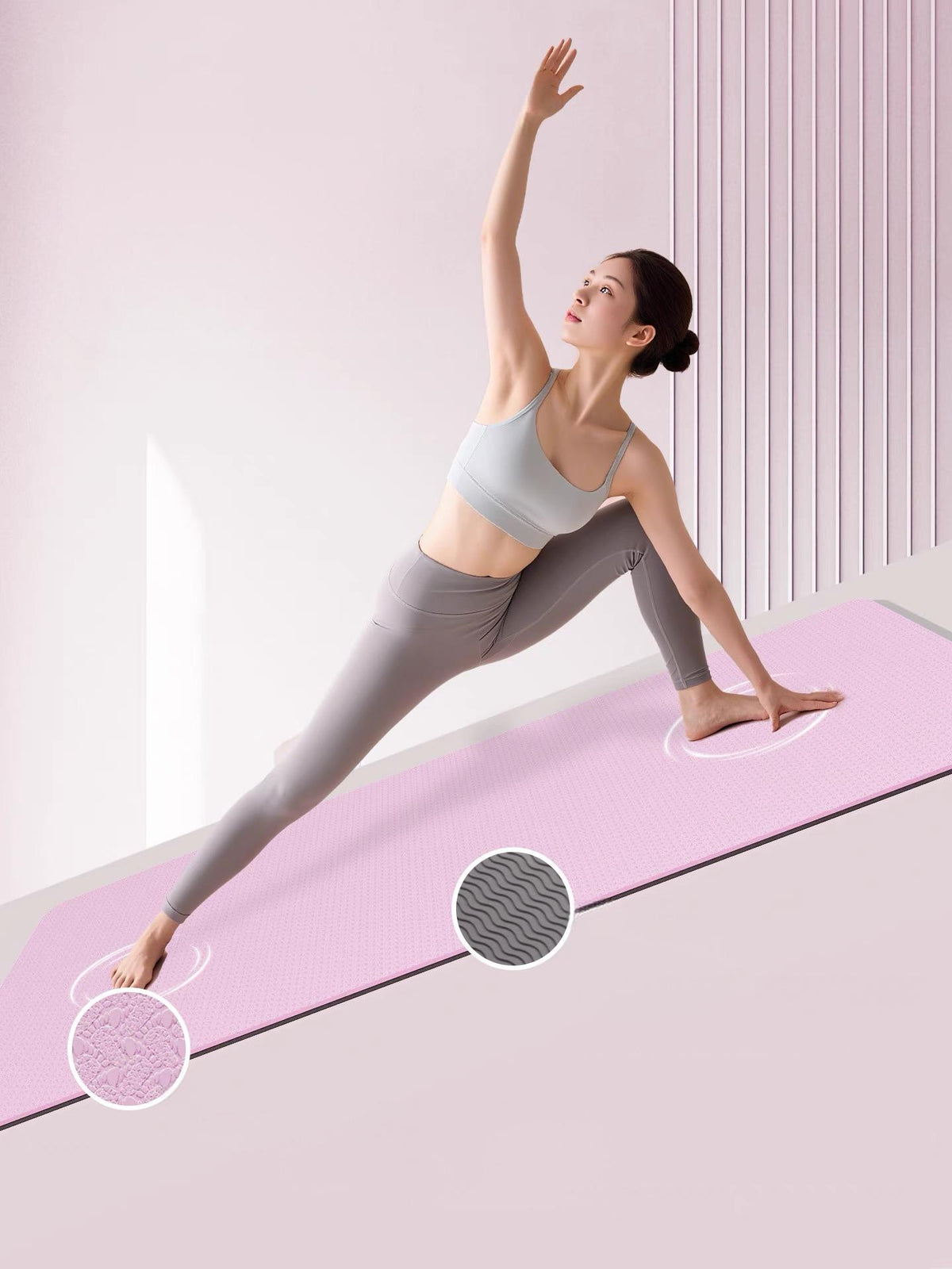 Goideal  Dreamy Purple TPE Yoga Mat 80×185cm, 6mm Extra Thick Double Sided Non Slip Exercise Mat, Eco Friendly Large Workout Mat for Yoga, Pilates, Home Gym Fitness
