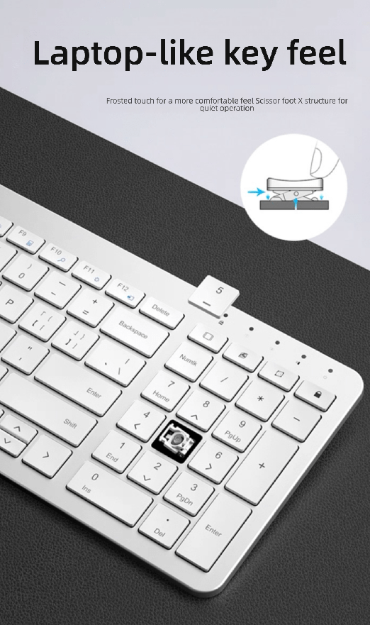 ST. BRIDGE  Wireless keyboard for connecting to both laptops and desktop computers, suitable for general office typing with silent function.