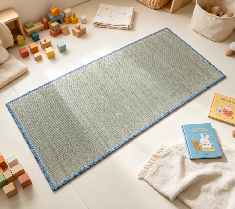 Comeet Natural Straw Floor Mat, Breathable Woven Tatami Rug with Fabric Edge, Lightweight Summer Cooling Mat for Living Room, Bedroom, Balcony & Meditation Space