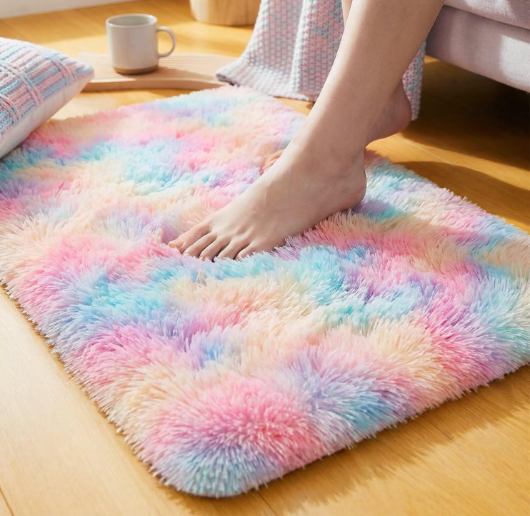 Goideal Washable, Non-Slip Area Rug, Soft Rainbow Area Rug for Girl's Room, Children's Play mat, Baby Girl Bedroom Nursery Home Bedroom, 2ft x 3ft Tie-Dyed Rainbow
