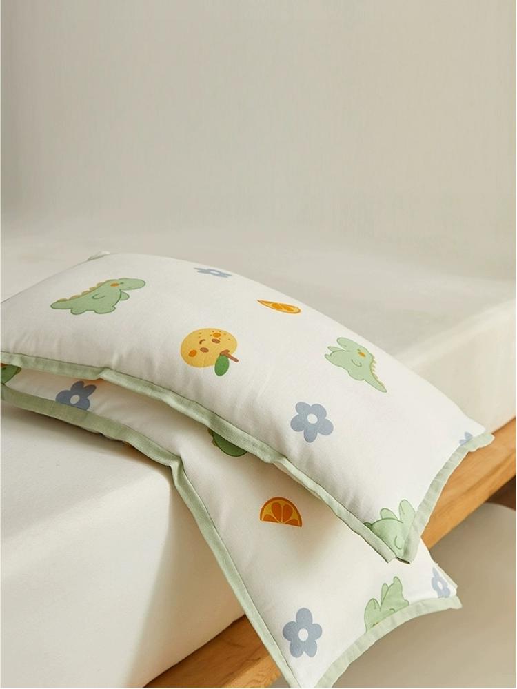 DETUM Kids Pillowcase 12×20 Inch, Cartoon Dinosaur Fruit Print Toddler Pillow Cover, Soft Breathable Zipper‑Closure Pillow Protector for Boys Girls