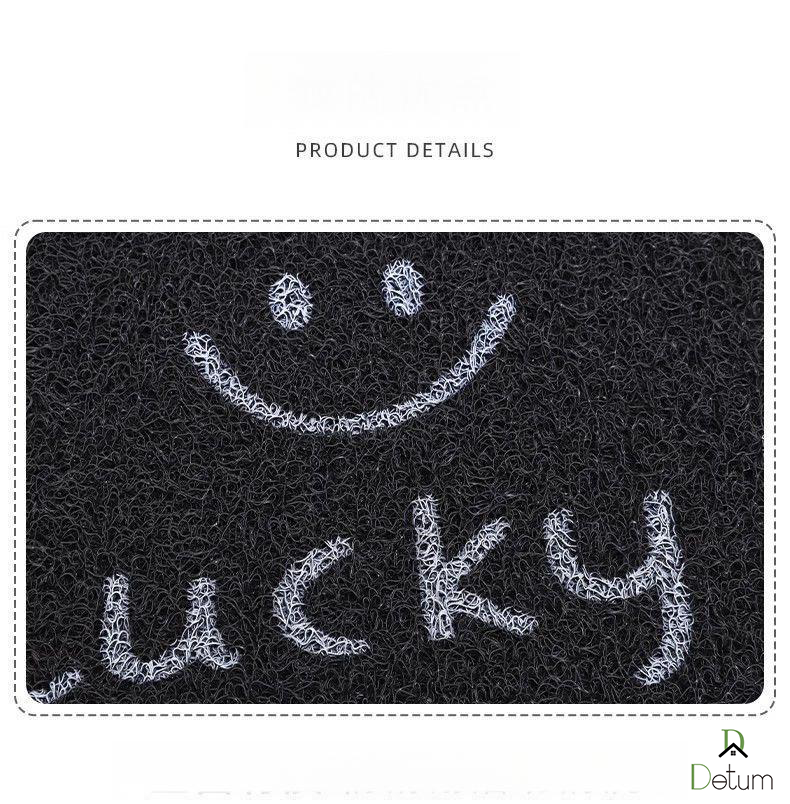 D DETUM Lucky Smile Car Floor Mat, Universal Fit Front Car Foot Mat, Anti-Slip Waterproof Wire Loop Auto Floor Liner, Black Single Piece Vehicle Carpet for Cars Trucks SUV