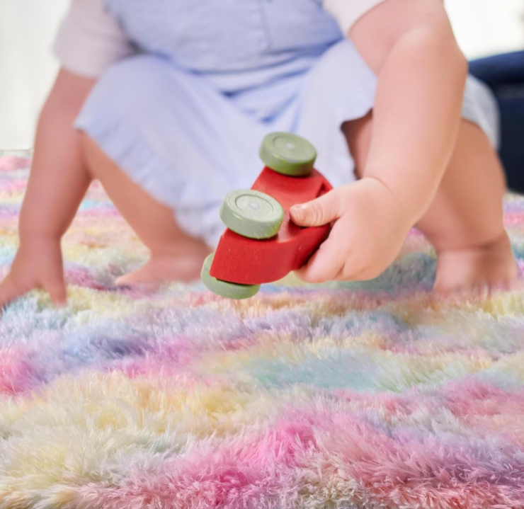 CIRLOVE Washable, Non-Slip Area Rug, Soft Rainbow Area Rug for Girl's Room, Children's Play mat, Baby Girl Bedroom Nursery Home Bedroom, 2ft x 3ft Tie-Dyed Rainbow