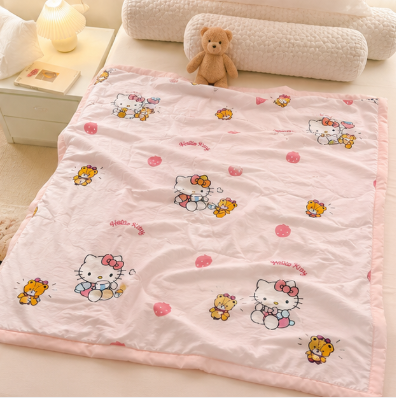 Terrug Hello Kitty Summer Cooling Comforter, Lightweight Breathable Air Conditioner Quilt, Soft Washed Microfiber Bed Blanket, Cute Strawberry Print Kids Comforter, Pink Thin Quilt for Bedroom Couch Napping, Machine Washable