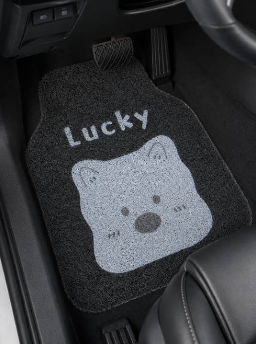 Beglad Cute Bear Car Floor Mat, Universal Automotive Floor Mat with Non-Slip Backing, Durable Easy-to-Clean Car Carpet Mat for Car, SUV, Truck, Black