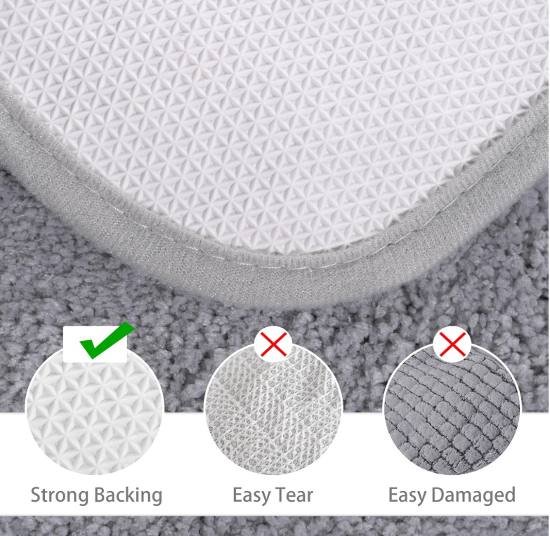 Wondo Bathroom Rug Set 2 Piece, 20"x20" & 34"x21", Light Grey Non Slip U-Shaped Toilet Rugs Set, Soft Microfiber Bath Mat, Absorbent Washable Quickly Dry