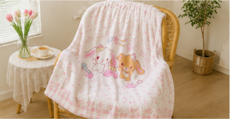 Vasofe Cute Bunny Throw Blanket, Ultra Soft Flannel Fleece Blanket with Pink Polka Dot & Checkered Print, Kawaii Cartoon Animal Plush Blanket for Girls Kids, Cozy Lightweight Bed Blanket for Couch, Sofa, Bedroom