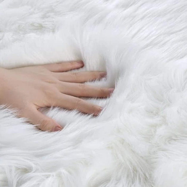 Beglad White Faux Sheepskin Fur Machine Washable Runner Area Rugs for Bedroom Living Room 2x6 Shag Rugs for Hallways Room Décor
