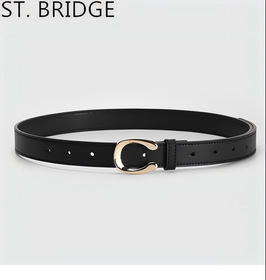 ST. BRIDGE Men's Genuine Leather Dress Belt, Handmade, 100% Cow Leather, Fashion & Classic Designs for Work Business and Casual