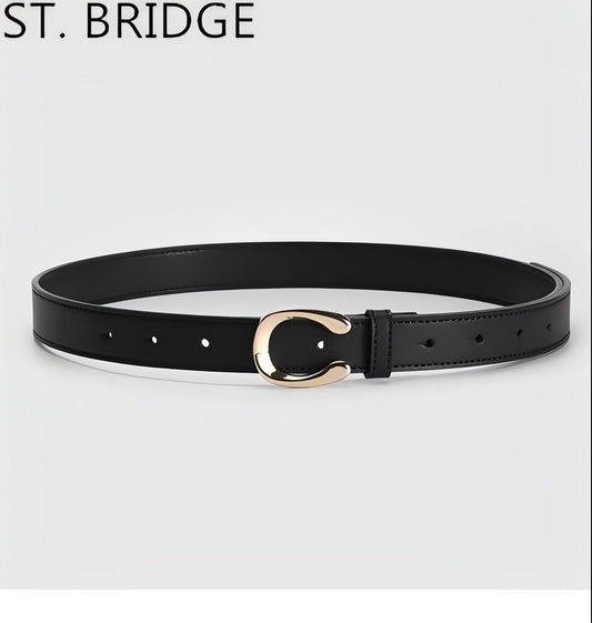 ST. BRIDGE Men's Genuine Leather Dress Belt, Handmade, 100% Cow Leather, Fashion & Classic Designs for Work Business and Casual