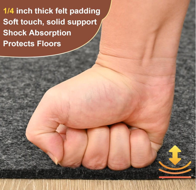 Rostyle Non Slip Rug Pad 1/4 inch Thick Felt and Silicone Backing, Dual Surface Cushion Rug Gripper for Hardwood Floors, Carpet Liner Keep Rugs in Place, Anti Skid Mat for Under Area Rug