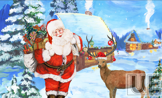 Snow town's Santa and the deer