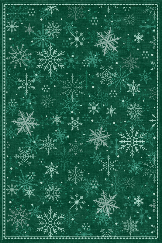 Winter Night Snowflake Green