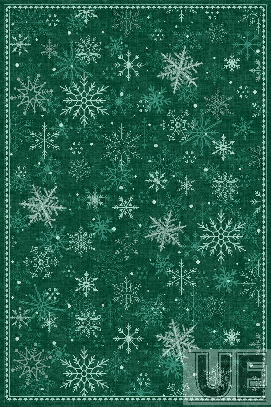 Winter Night Snowflake Green