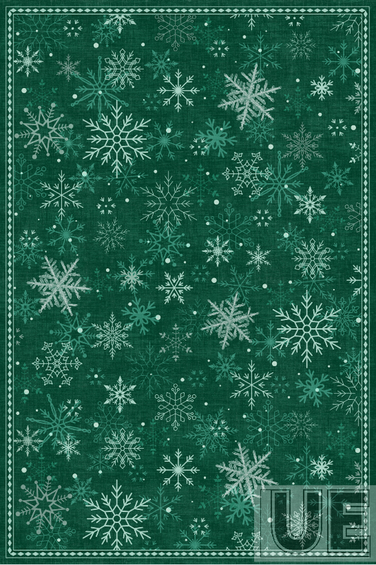 Winter Night Snowflake Green